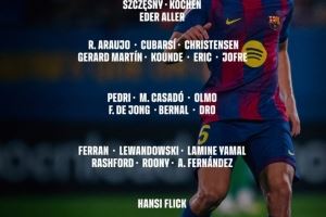 巴萨对阵皇家社会名单：亚马尔回归，拉菲尼亚、霍安-加西亚缺席